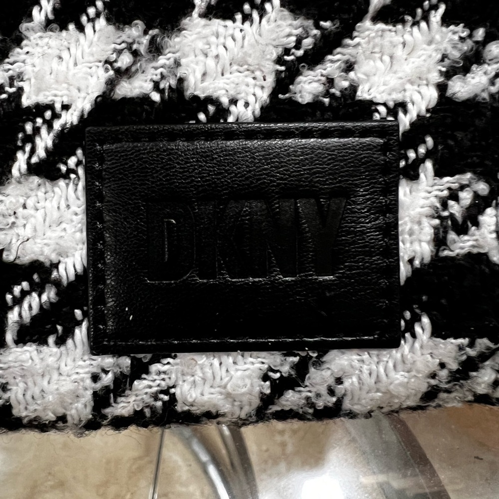 DKNY Black and White Houndstooth Tote - Picture 3 of 8